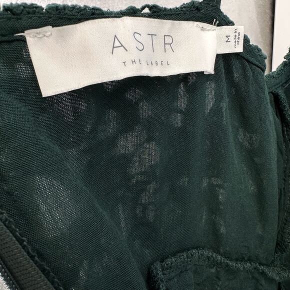 ASTR Green Lace Dress Women's M Hunter Green Adjustable Straps Back Zip V-neck - Picture 7 of 12